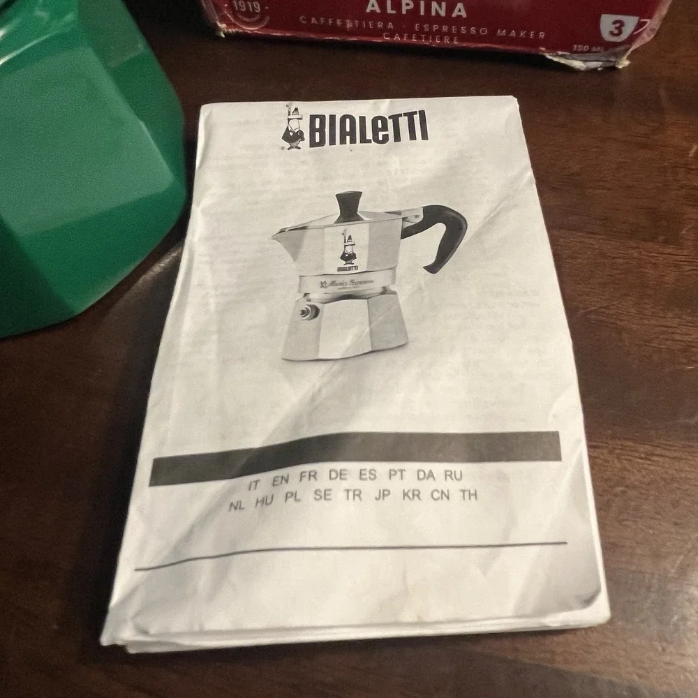 Bialetti Alpina 3-Cup Moka Pot Stovetop Espresso Maker Green Rare w/ Box Manual